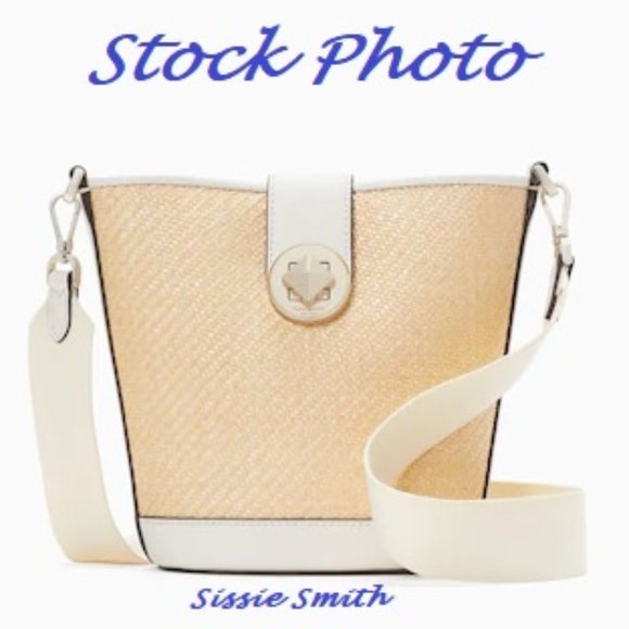 ♠️ Kate Spade ♠️ Mini Audrey Bucket Bag & Wallet in Straw & Leather - Picture 13 of 16